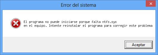error ntfs.sys